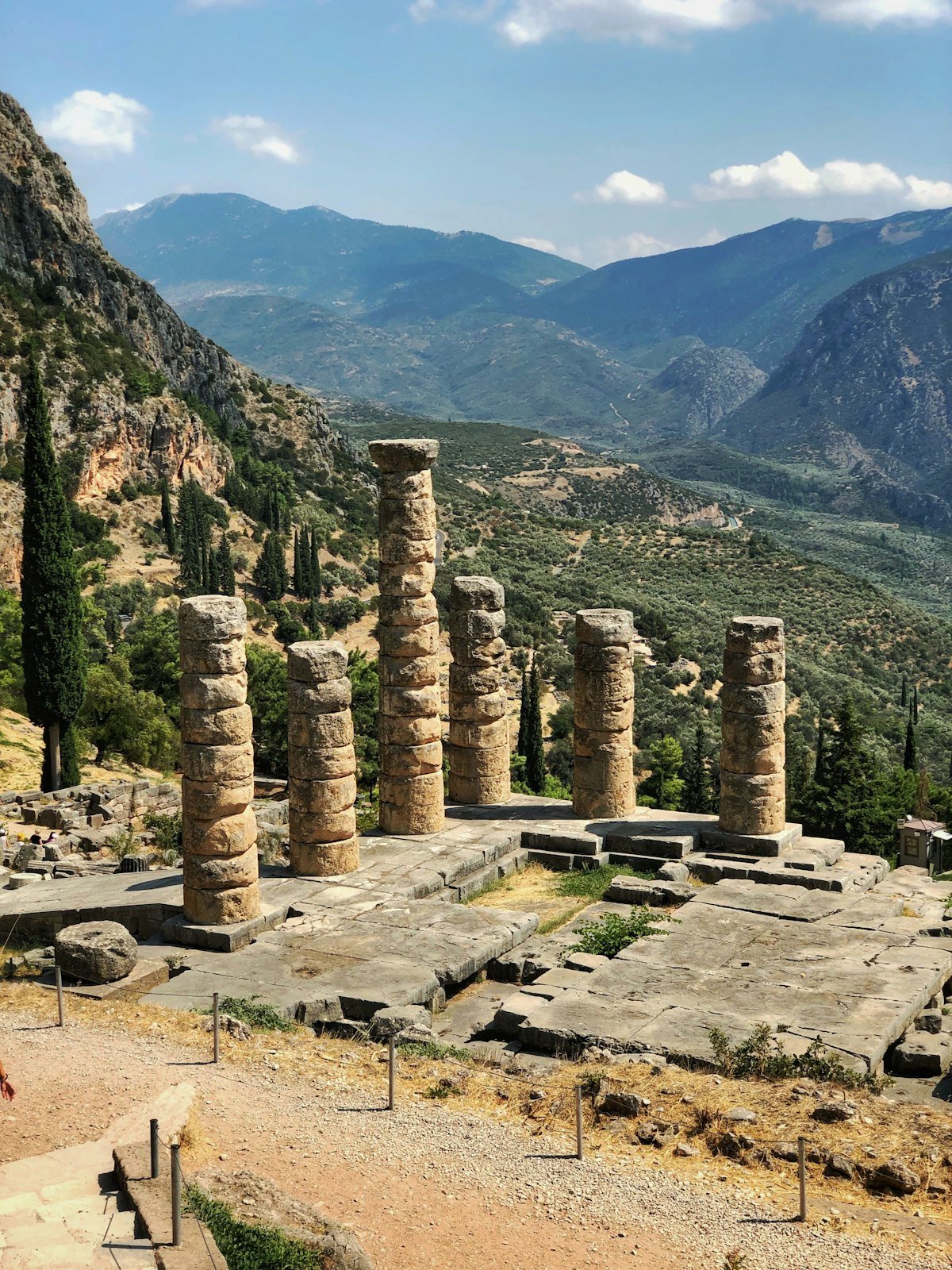 Ancient ruins of the Temple of Apollo at Delphi, Greece