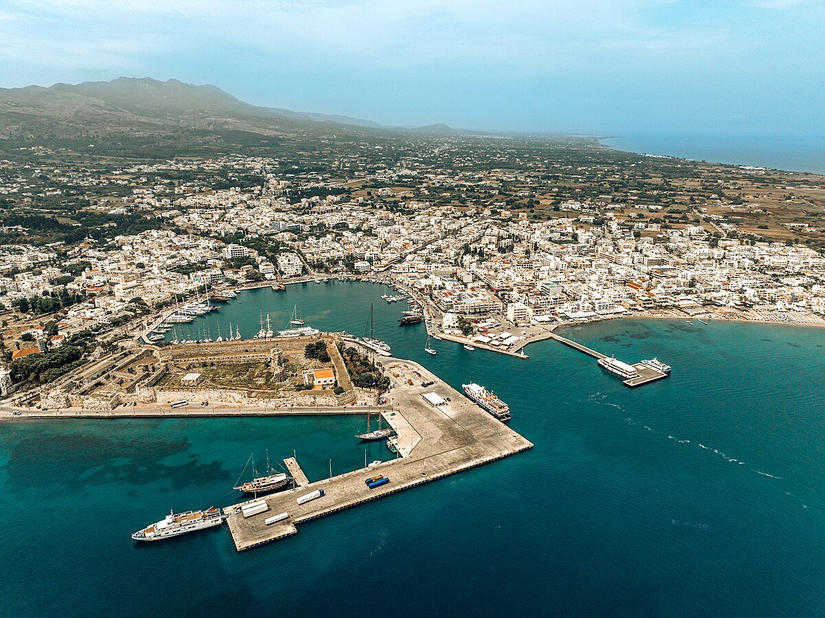 Kos Town Greece with marina and Castle of the Knights in background