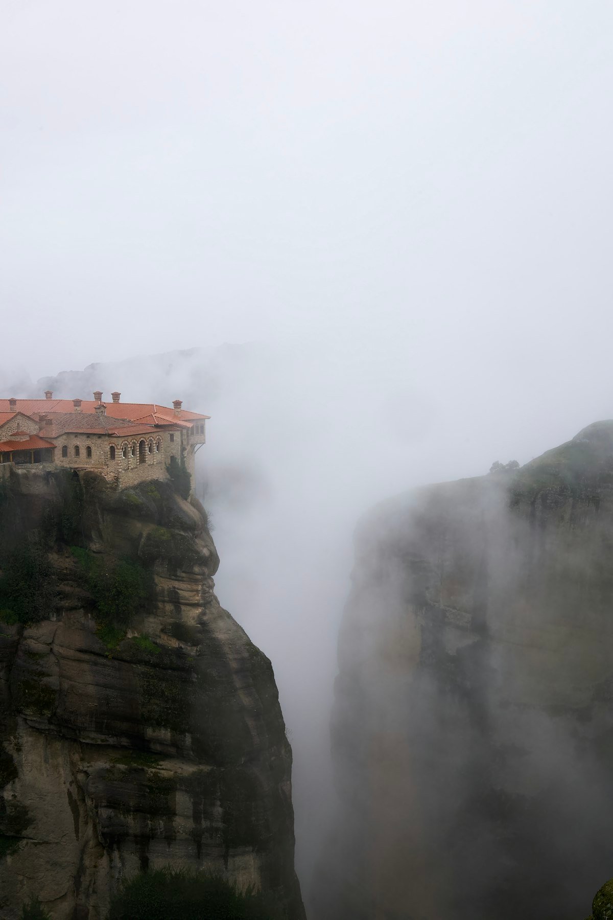 Monasteries perched on dramatic rock formations at Meteora, Greece