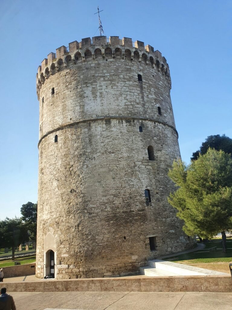 The White Tower landmark on the Thessaloniki waterfront, Greece